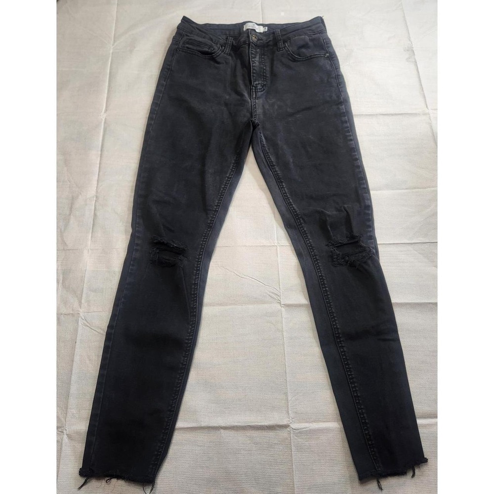 Windsor Denim Womens High Rise Distressed Skinny Jeans Faded Black Size 9 Hem